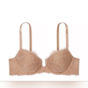 VS VICTORIA'S SECRET DREAM ANGELS LACE PUSH UP BRA PADDED 34F 34DDD Praline NWT
